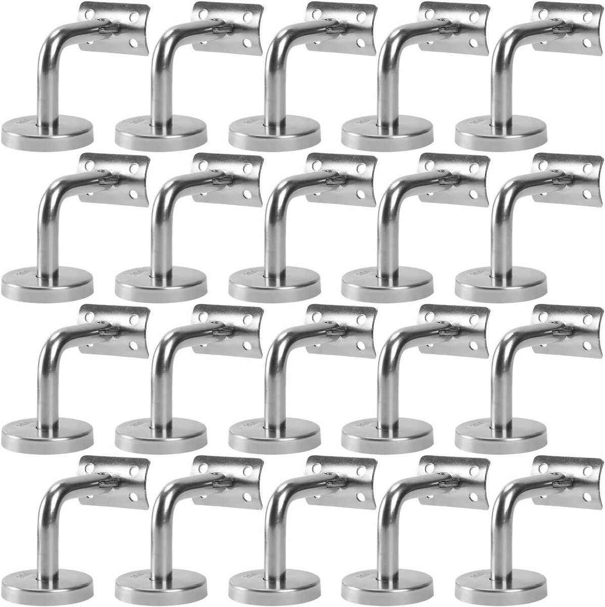 Roestvrijstalen leuninghouder, 30 stuks, voor trapleuningen, wandhouder voor binnen en buiten, 49 x 29 mm.