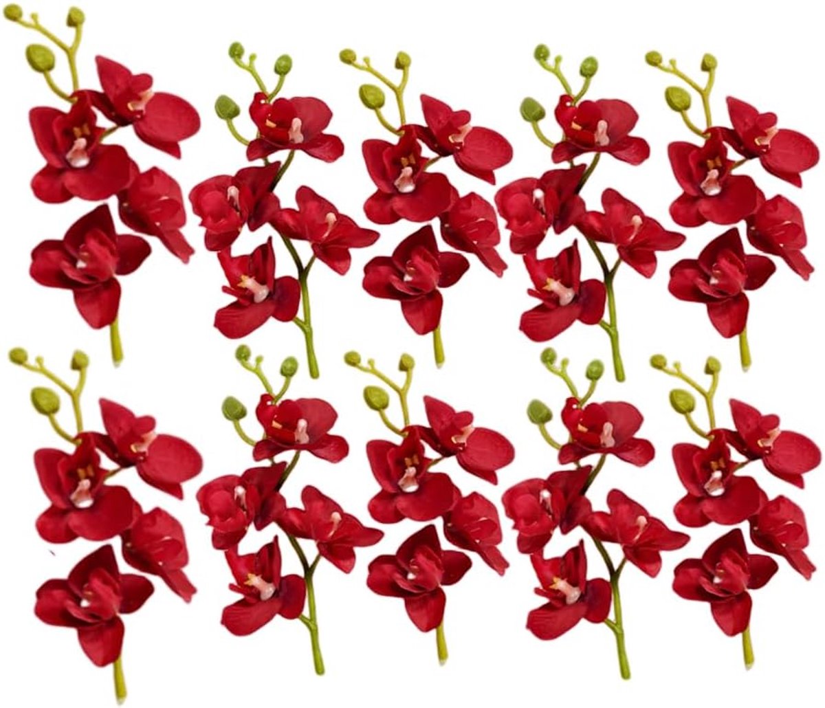 10 set kunstzijde orchidee faux bloemen met stengels, 17,8 cm hoge bloemkop vlinder orchidee bloemen voor centerpieces vaasvullers, woondecoratie bruids bruiloft feest verjaardagstaart ornamenten