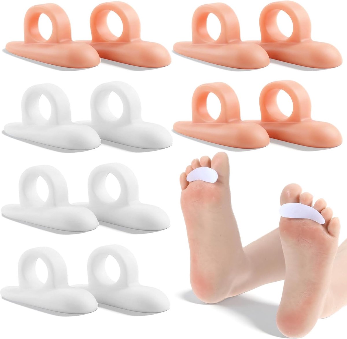 6 paar hamertenenkussens, hamertenenkussens, correctoren, hamertenencorrectoren en correctiekussens, gel teencorrector, flexibele siliconen teenkussens voor vrouwen en mannen