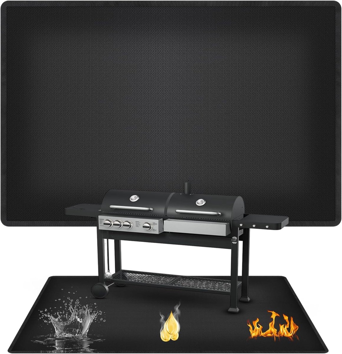 SnelShoppen - Grill Mat Rug 150x100 cm - Vuurvaste BBQ Mat - Siliconen Glasvezel - Waterdicht, Oliebestendig - Ideaal voor Buiten, Tuin, Camping