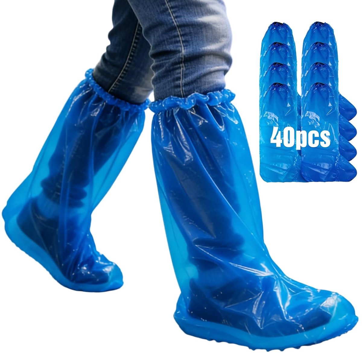 Wegwerp schoenovertrek 38 x 50 cm - waterdicht PE - elastisch - ideaal voor regenachtige dagen - ShopVlot