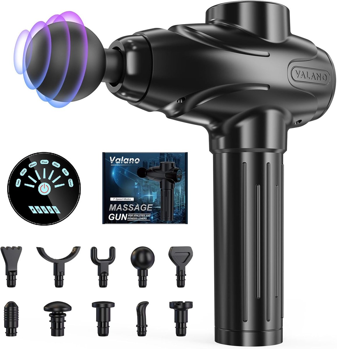 SnelShoppen - Massage Gun - Massager met 10 Verwisselbare Massagekoppen - Percussie Spier Massager met 7 Instelbare Snelheden - Diepe Weefsel Massage