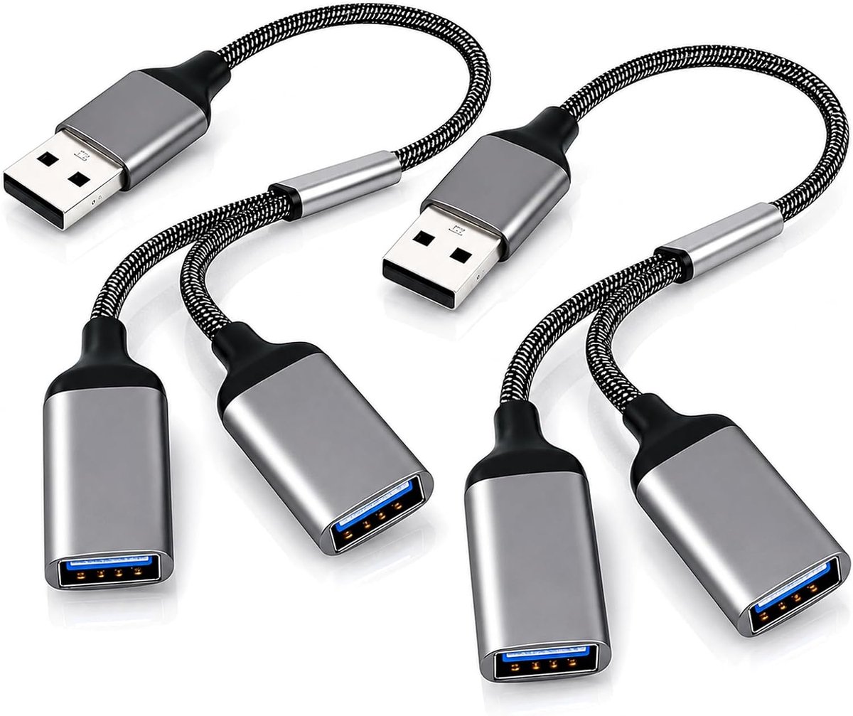 USB-splitter type A - dubbele USB-kabel - 1 stekker op 2 aansluitingen - handige oplossing voor meerdere apparaten - ShopVlot