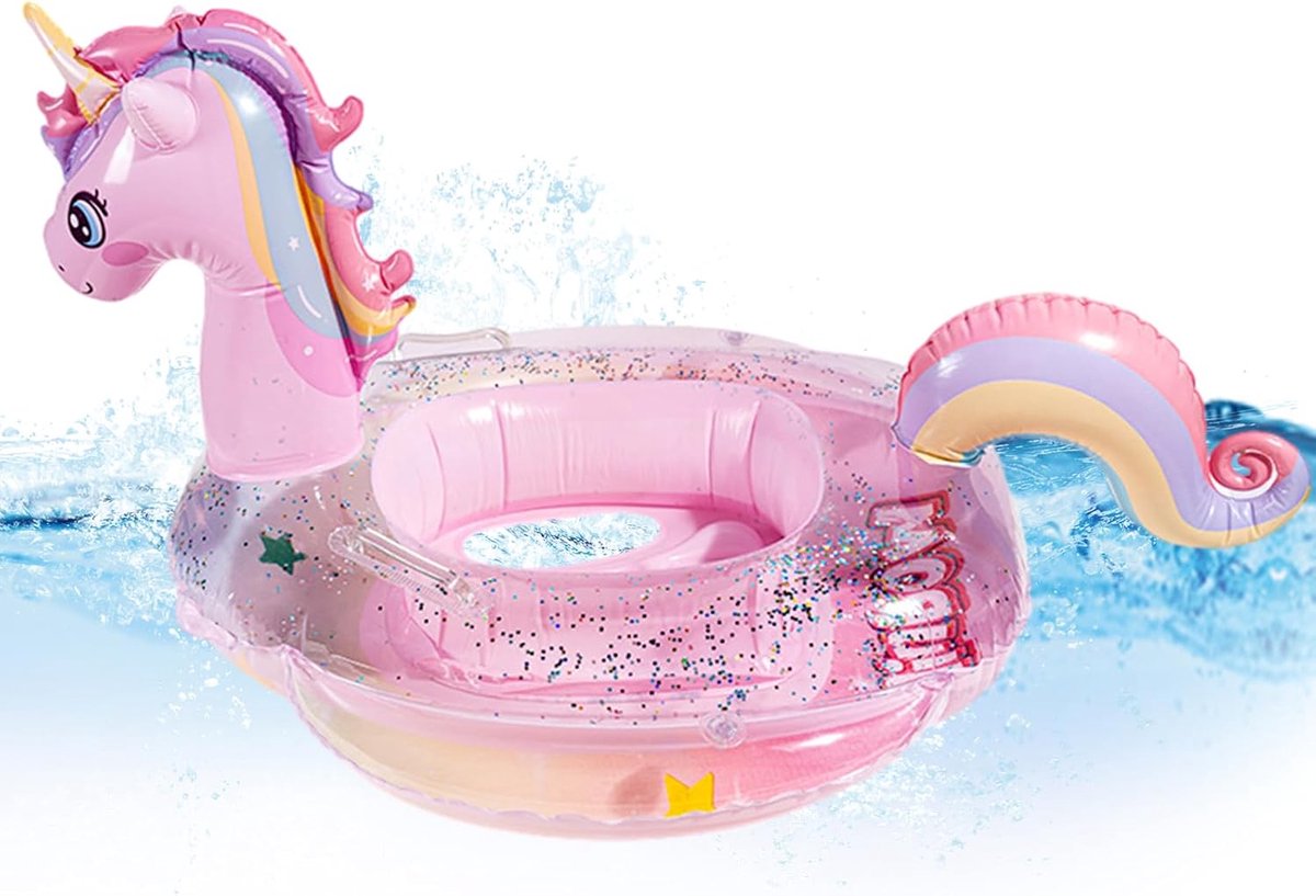 SnelShoppen - Opblaasbare Babyzwemring met Cartoon Eenhoorn Design, Duurzaam PVC, Voor Kinderen van 6 tot 36 Maanden, Leuk Strandspeelgoed voor Zwemme
