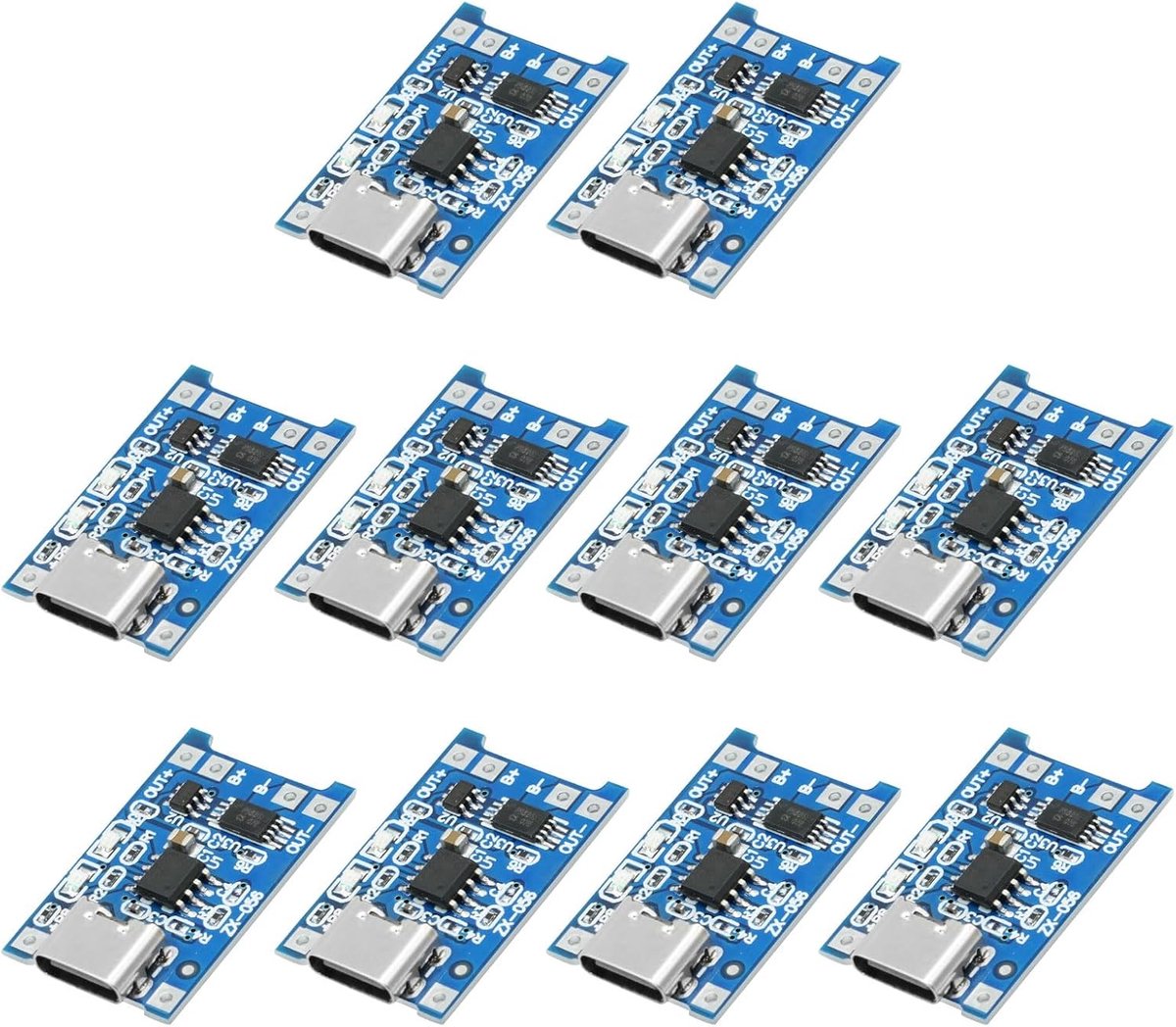 Li-ion batterij oplaadmodule Type-C USB 5V 1A - Pack van 10 - Met dubbele bescherming - Betrouwbaar opladen - ShopVlot