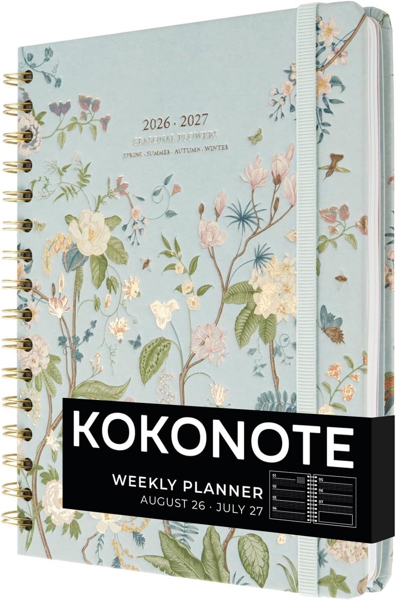 SnelShoppen - Academische Agenda 2026-2027 Weekoverzicht - Stylish Mid Year Planner met Seasonal Flowers - Aesthetic Stationery voor School en Werk