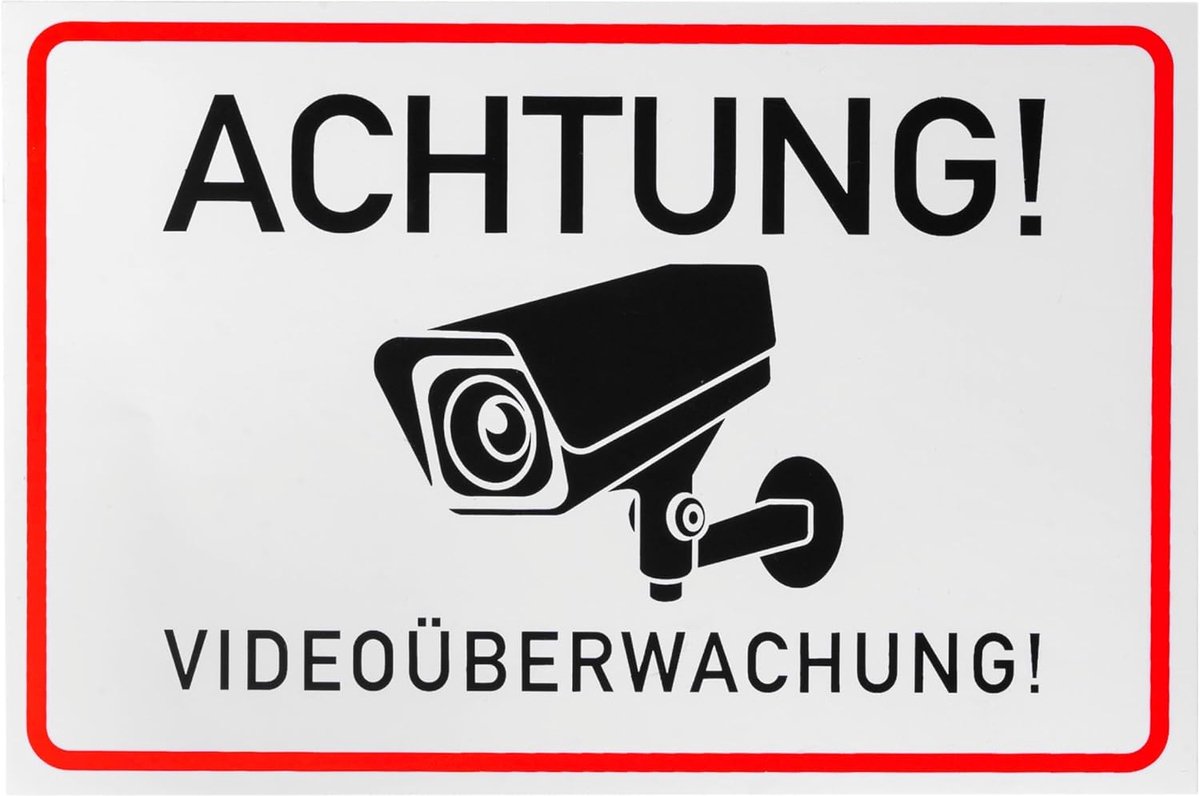 Waarschuwingsstickers video bewaking - 6 x 15 x 10 cm - Zelfklevend - Voor binnen en buiten gebruik - ShopVlot