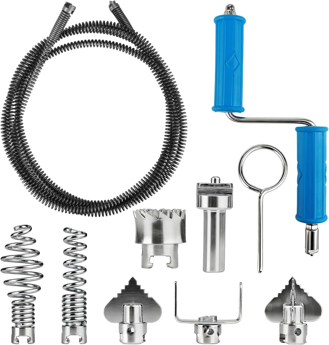 Afvoerspiralen 3 m - Ø12 mm - met elektrische en handmatige adapters - efficiënt buisreinigingsmiddel - ShopVlot