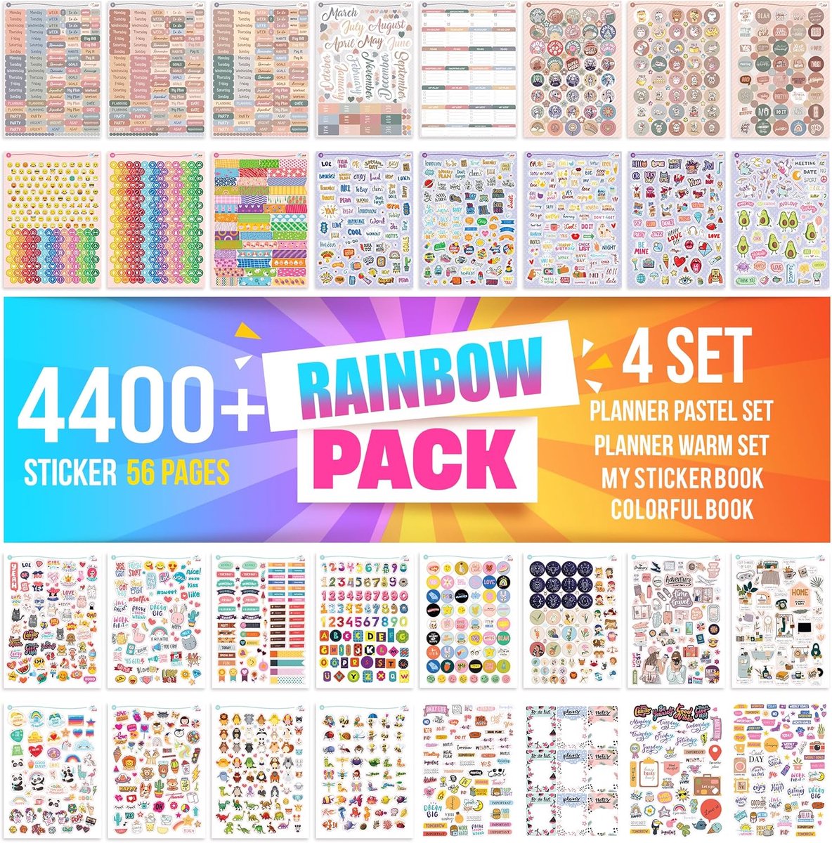 SnelShoppen - Colortouch Planner Sticker Set 4400+ Stuks - 56 Bladen Stickers voor Maandplanner, Scrapbook, Fotoalbum, Organizer, Bullet Journal