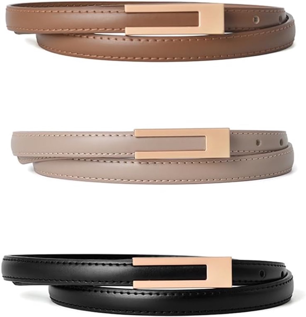 Damesriem set van 3 - smalle elastische tailleband - decoratieve gesp - perfect voor jurkjes en spijkerbroeken - ShopVlot