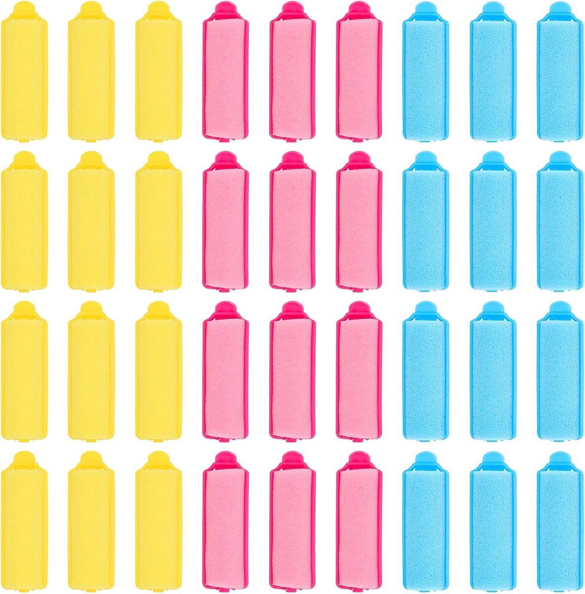 SnelShoppen - Foam Sponge Hair Rollers 36PCS - Zachte Curlers voor Korte Haar, DIY Haartools voor Vrouwen en Kinderen - 20mm, Roze, Geel, Blauw