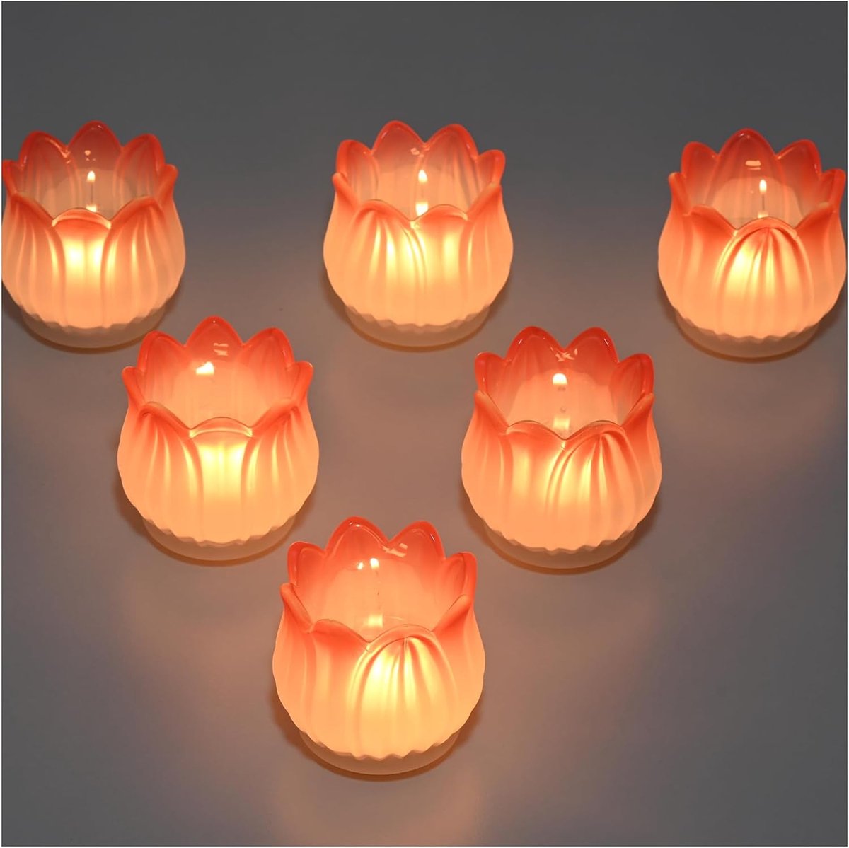 SnelShoppen - Set van 6 Glazen Theelichthouders, Tulpenvorm, Elegante Decoratie voor Tafelcentrum, Roze Theelichthouders voor Kerst, Bruiloft, Verjaar