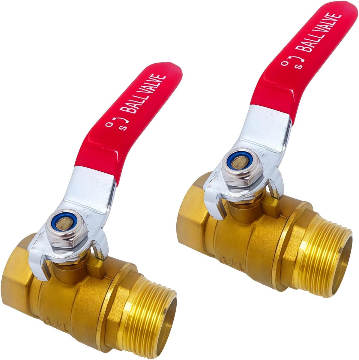 2 stuks kogelkraan 3/4 inch blauw & rood Ag-Ig: hoogwaardig messing, G3/4 mini kogelventielen, robuuste constructie ballonkraanschakelaar Dn20, kogelkraan met vleugelgreep voor water, gas en olie