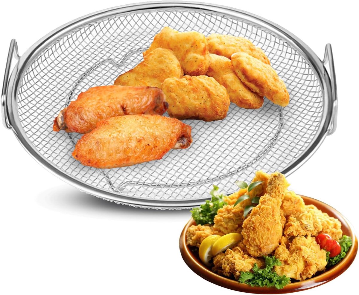 1 Stuk Frituurolieafvoerrek, Rond 22cm met Handvat Oliefilter voor Gefrituurde Voedingsmiddelen zoals Friet en Kippenvleugels