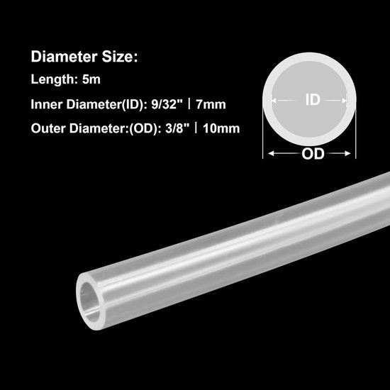 5M PVC Clear Slang Buis, 7mm ID x 10mm OD Plastic Flexibele PVC Vinyl Buis Pijp voor Water en Luchtslangen — afbeelding 2