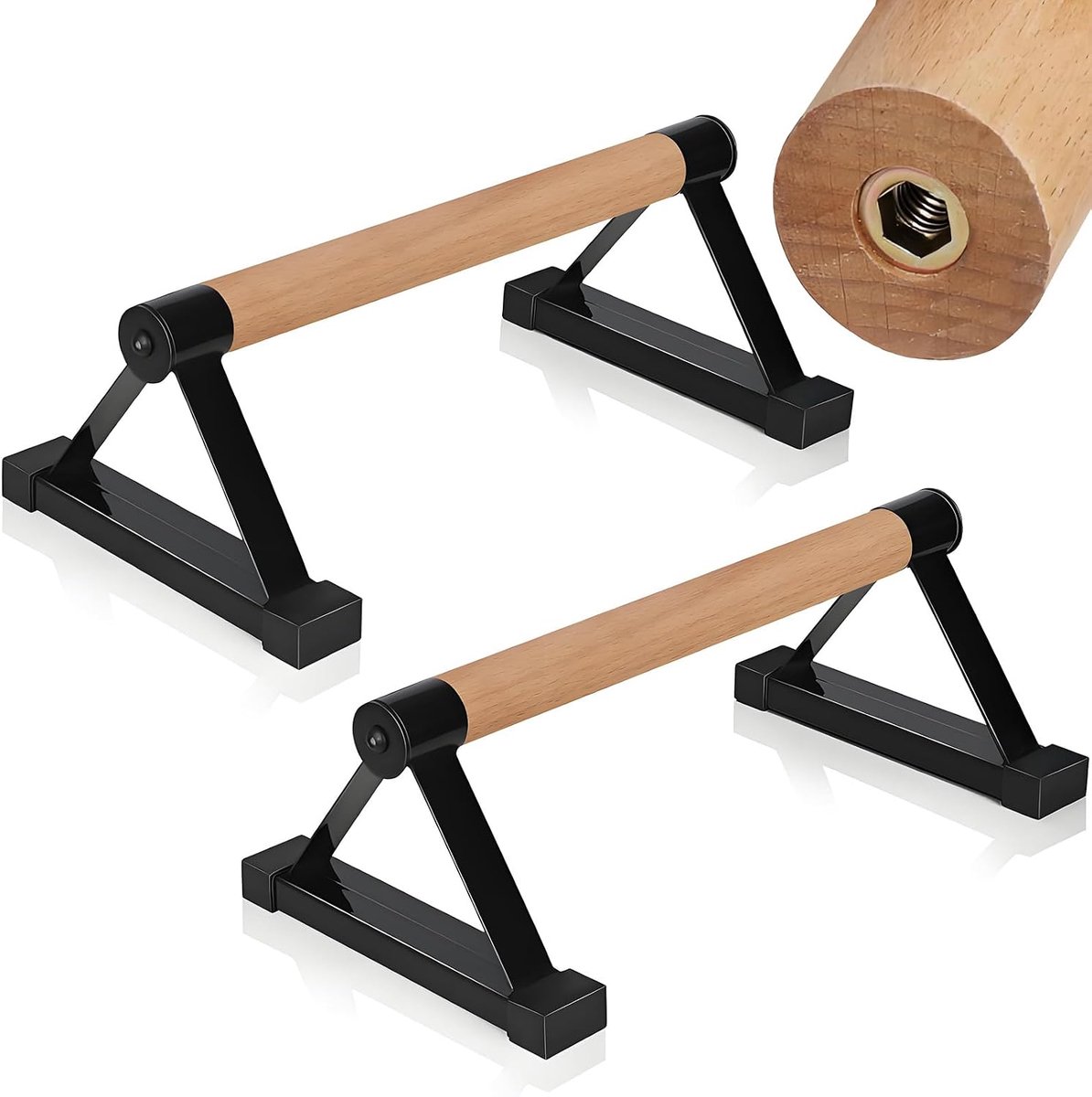 Equipment Houten parallettes, 50 cm, push-upbars, push-upgrepen, handstand, handgrepen, fitnessapparaten voor thuis, binnen en buiten