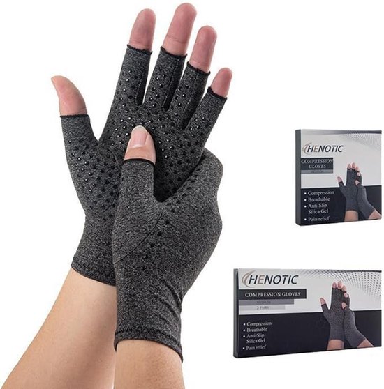 2 paar artrose handschoenen compressiehandschoenen fietshandschoenen vingerloos gevoerde handschoenen halve vinger outdoor antislip wanten handschoenen vingerloze handschoenen voor sport — afbeelding 4