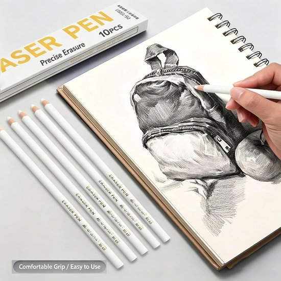 10 Houten Gum Potloden Precisie Hoogtepunt Gum, 17.7cm Pen Gum voor Kunstenaars Schetsen Tekening Details Gum Pen Wrijft Fijne Lijnen Uit Zonder Vlekken — afbeelding 3