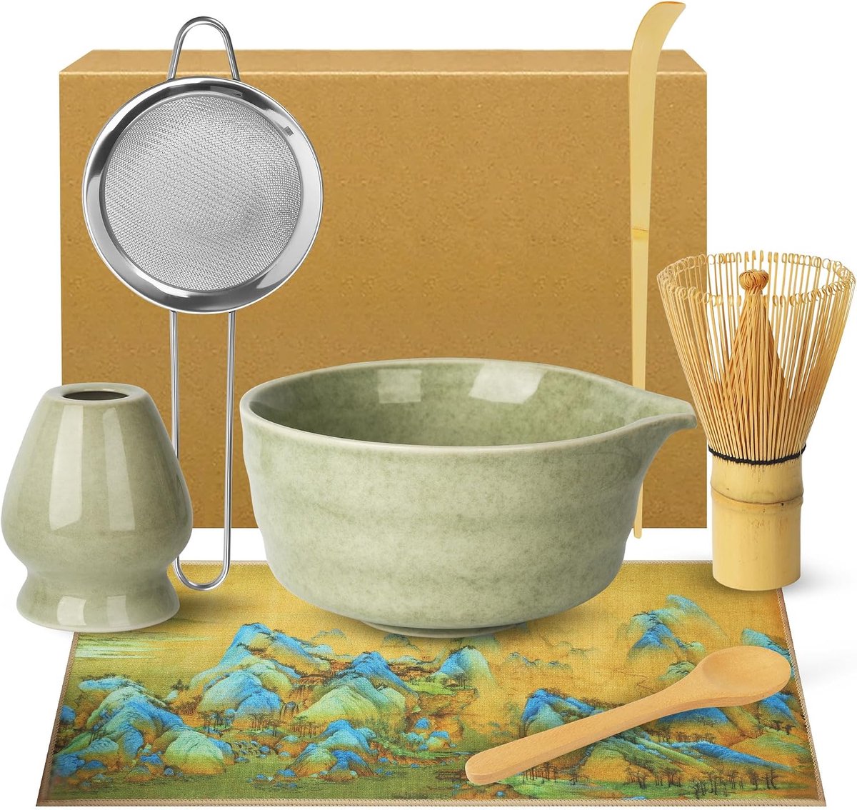 Set - 7-delige Gardeset met Thee, Accessoires voor Beginners - Stijlvolle Matcha Garde
