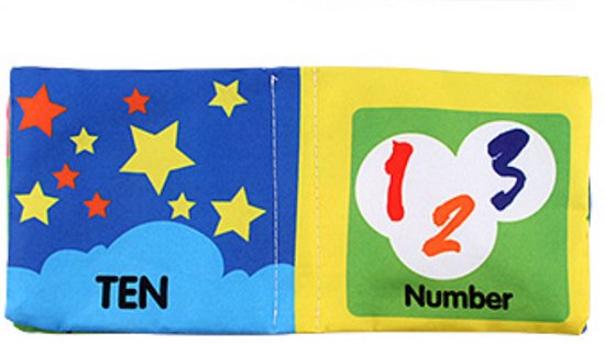 Twee pop-upboekjes van stof voor baby's, educatief speelgoed, handzame boekjes in het Engels, en stoffen boekjes voor het herkennen van dieren en cijfers (cijfers + kleuren). — afbeelding 4