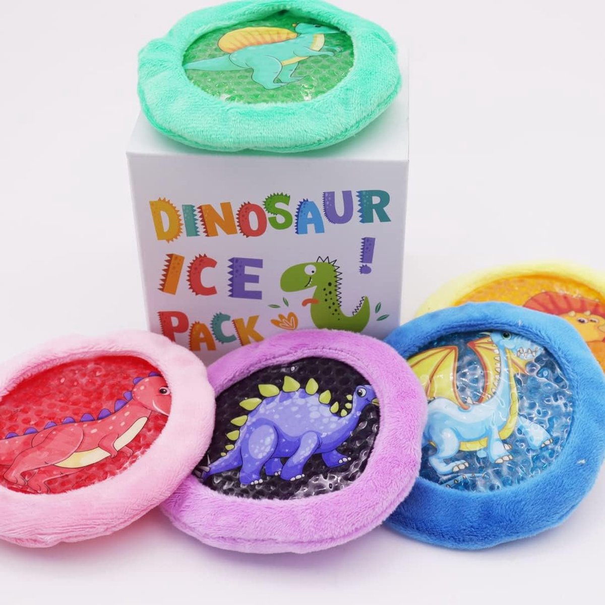 Boo Koelpads voor kinderen, 5 stuks, herbruikbare koelverpakking, koud en warm kompres met stoffen overtrekken, koelpacks kinderen ter verlichting van pijn, deuken en kneuzingen, wijsheidstanden