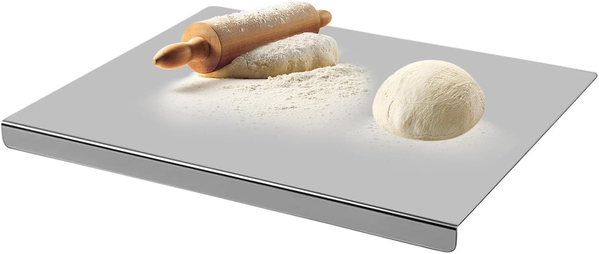 30 x 40cm Roestvrijstalen Snijplank Voor Kneden Snijden en Bakken Keukenplank Roestvrijstalen Plank Met Opstaande Rand Ook Als Pasta-snijplank Voor keuken Bar en Restaurants