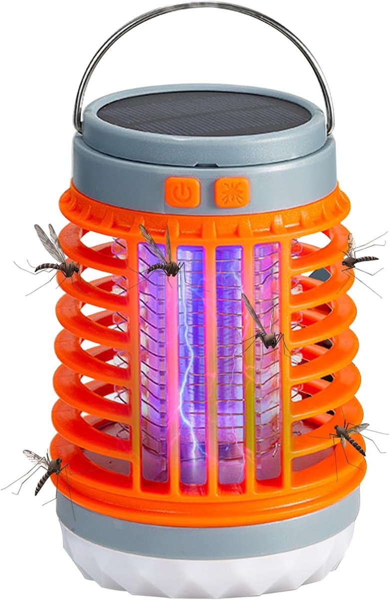 Mosquito Zapper - elektrische insectenverdelger, draagbare 3-in-1 draadloze muggenlamp, USB-oplaadbaar, muggenverdelger, muggenlamp, camping, muggenval voor huis tuin (oranje)