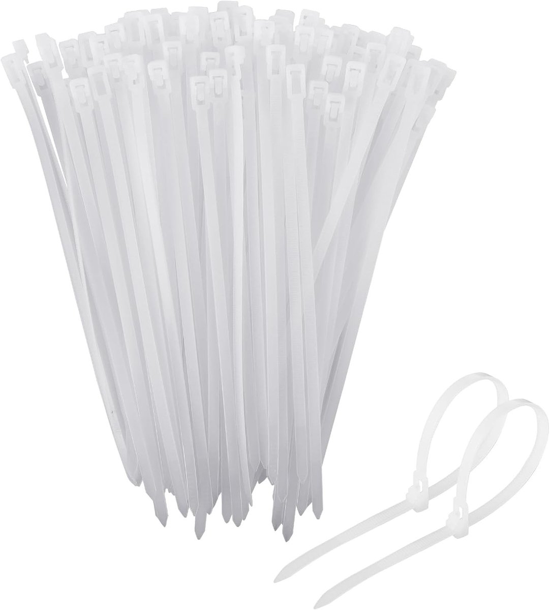 Set van 200 Herbruikbare Kabelbinders, 5x200mm, UV-bestendig, Chemisch Bestendig en Verwijderbaar in Zwart voor Organisatie en Beveiliging van Kabels