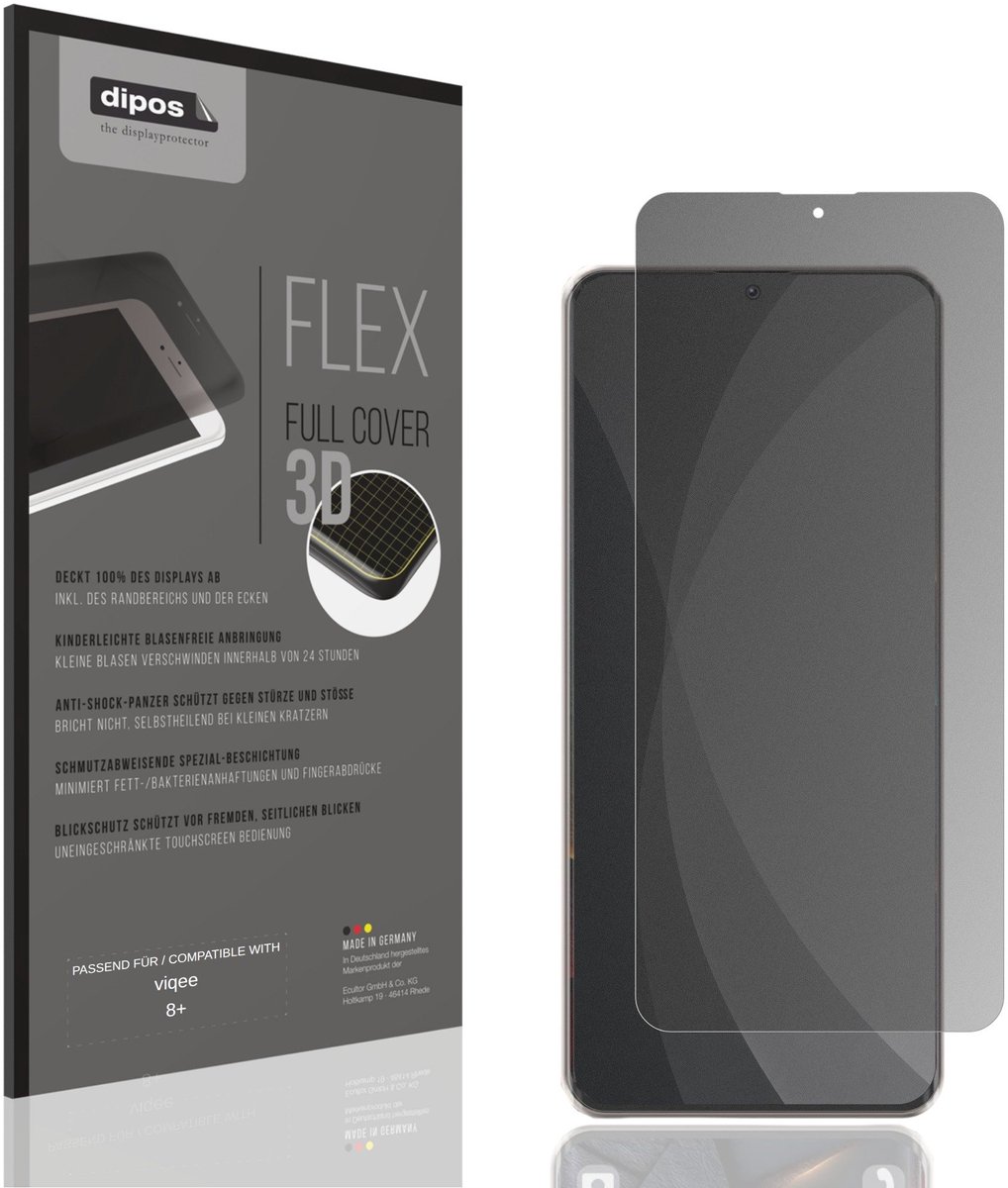 dipos FLEX – Matte Privacy Screenprotector geschikt voor viqee 8+ | Volledige Schermbescherming | Case-Friendly