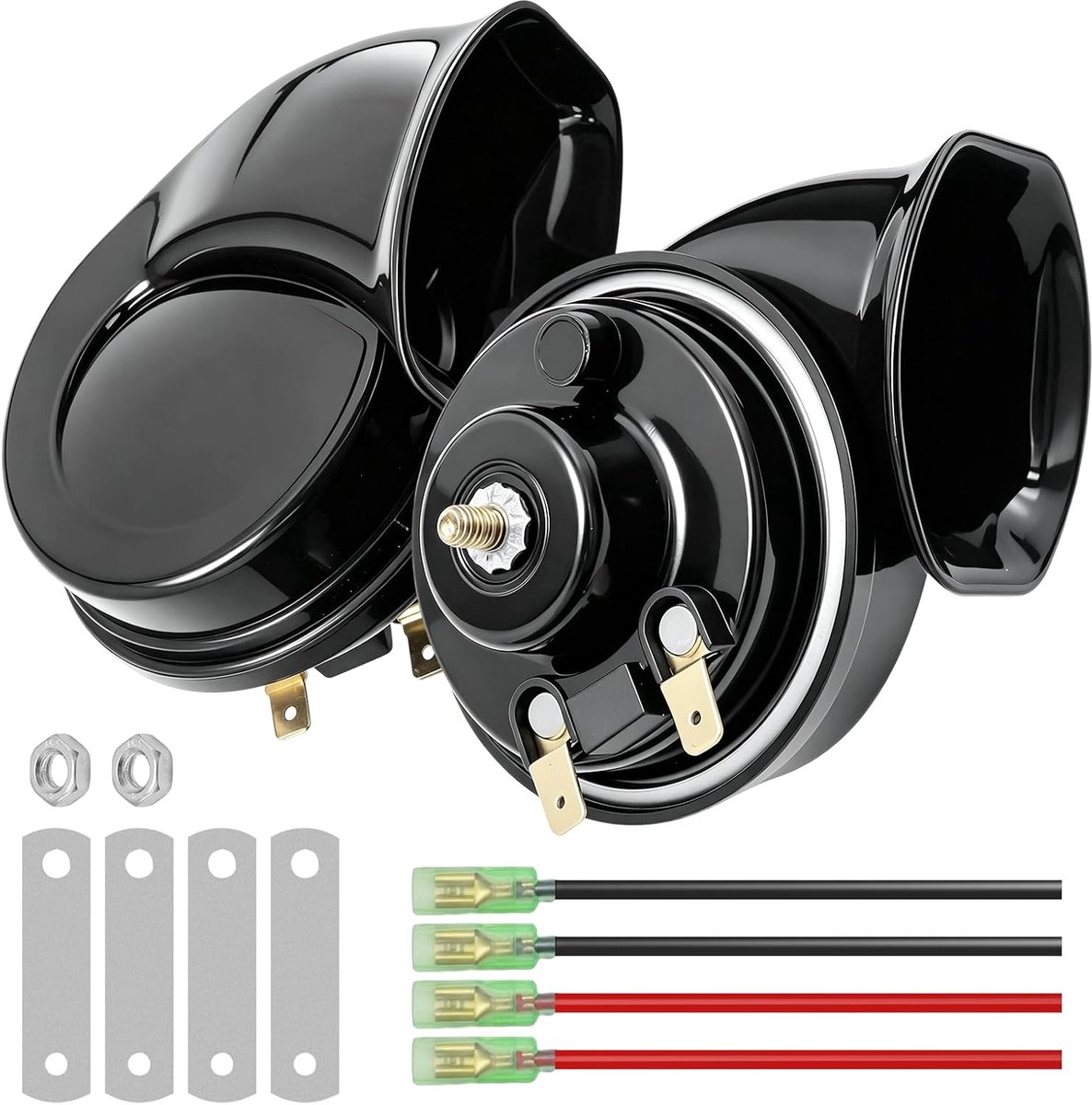 2 stuks luide slakkenhoorns, 120 dB autohoorn luid voor 12 V-voertuigen, universele pasvorm voor auto's, motorfietsen en fietsen