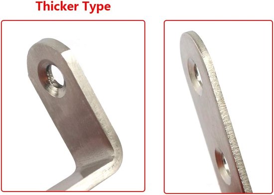 (4 stuks) 125x75x3mm hoekconnector hoekbeugels (dikte 3mm) roestvrij staal L vorm beugels met schroeven — afbeelding 3