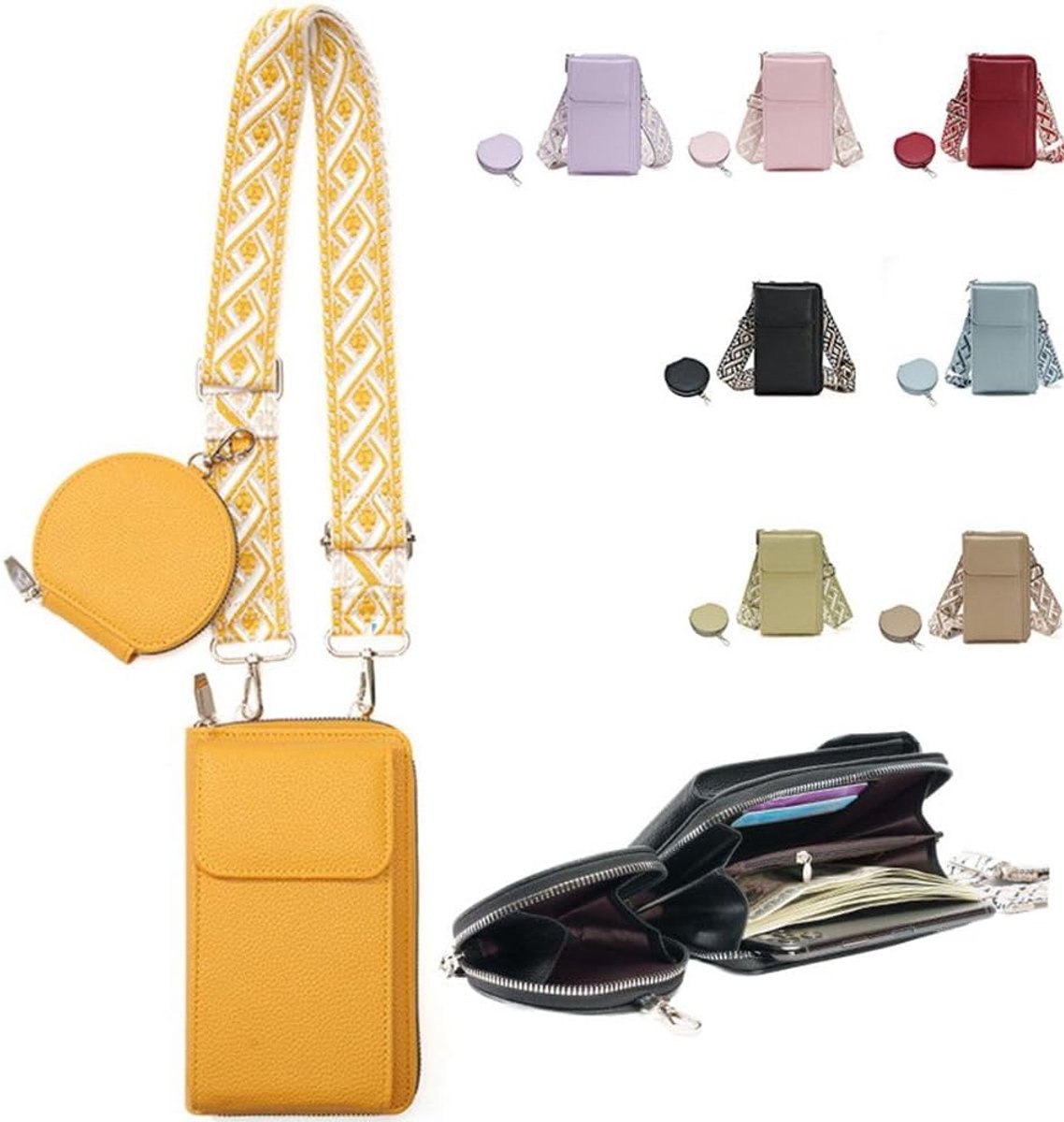 Ronde portemonnee voor vrouwen, 1 stuk, leer, damesportemonnee, draagbaar, modieus, polsportemonnee, kleine portemonnee met ritssluiting, modieuze polsportemonnee, 3#, Medium