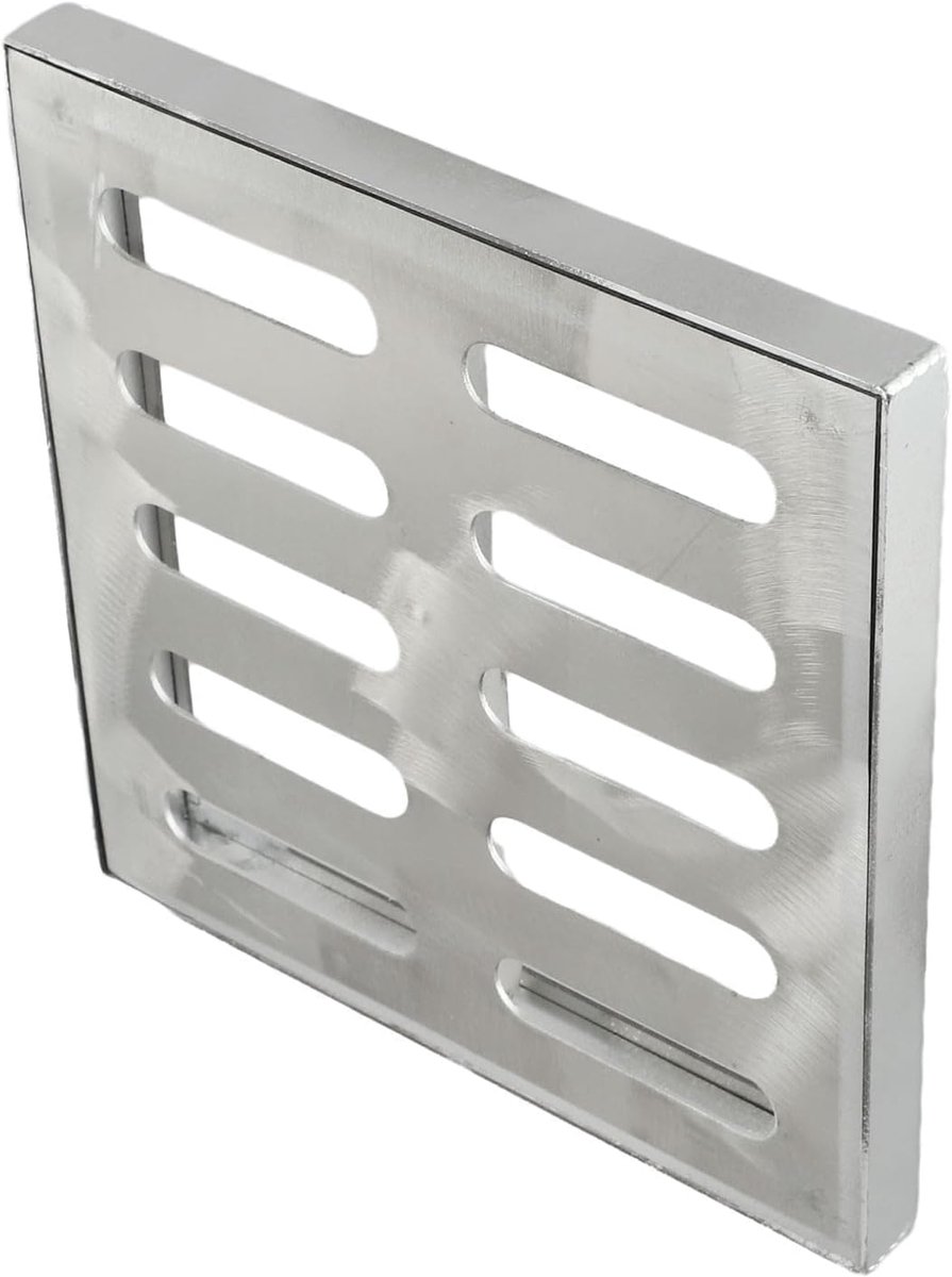 Stalen afvoerrooster, afvoerrooster deksel roosterdeksel, dubbele rij gat vloerafvoer met frame, antislip (200 x 200 x 20 x 2 mm)
