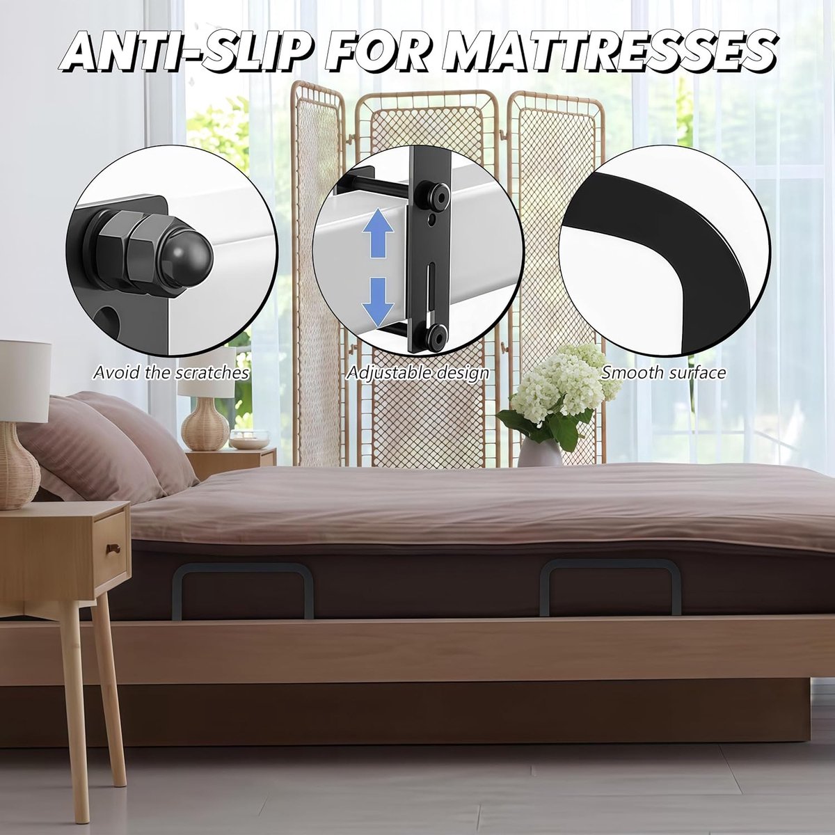 Antislip matraswiggen, 4 stuks, klem 2,5 cm breedte en 5 cm hoogte