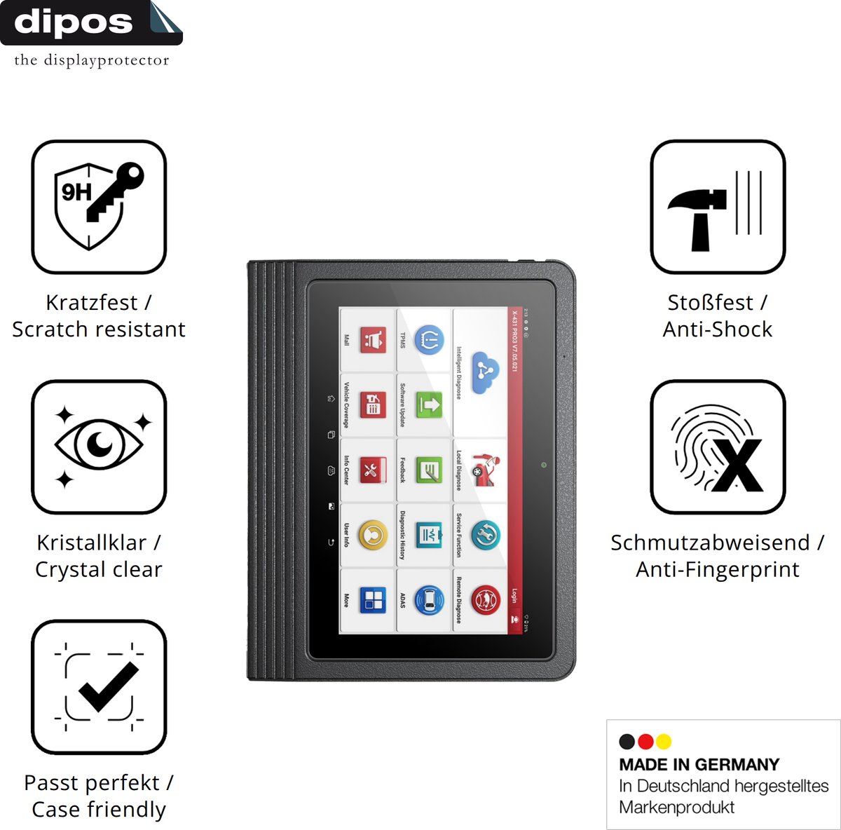 dipos – 2x Pantserfolie geschikt voor Launch X-431 V+ 2026 10.1 | 9H Screenprotector