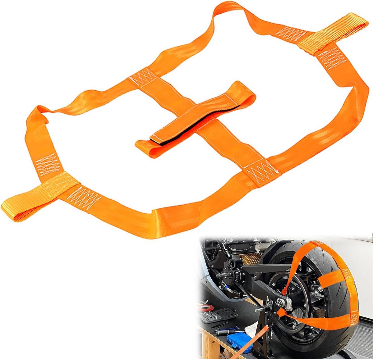 Motorcycle lashing belts - hoge kwaliteit - oranje - veilig transport van motoren - ShopVlot