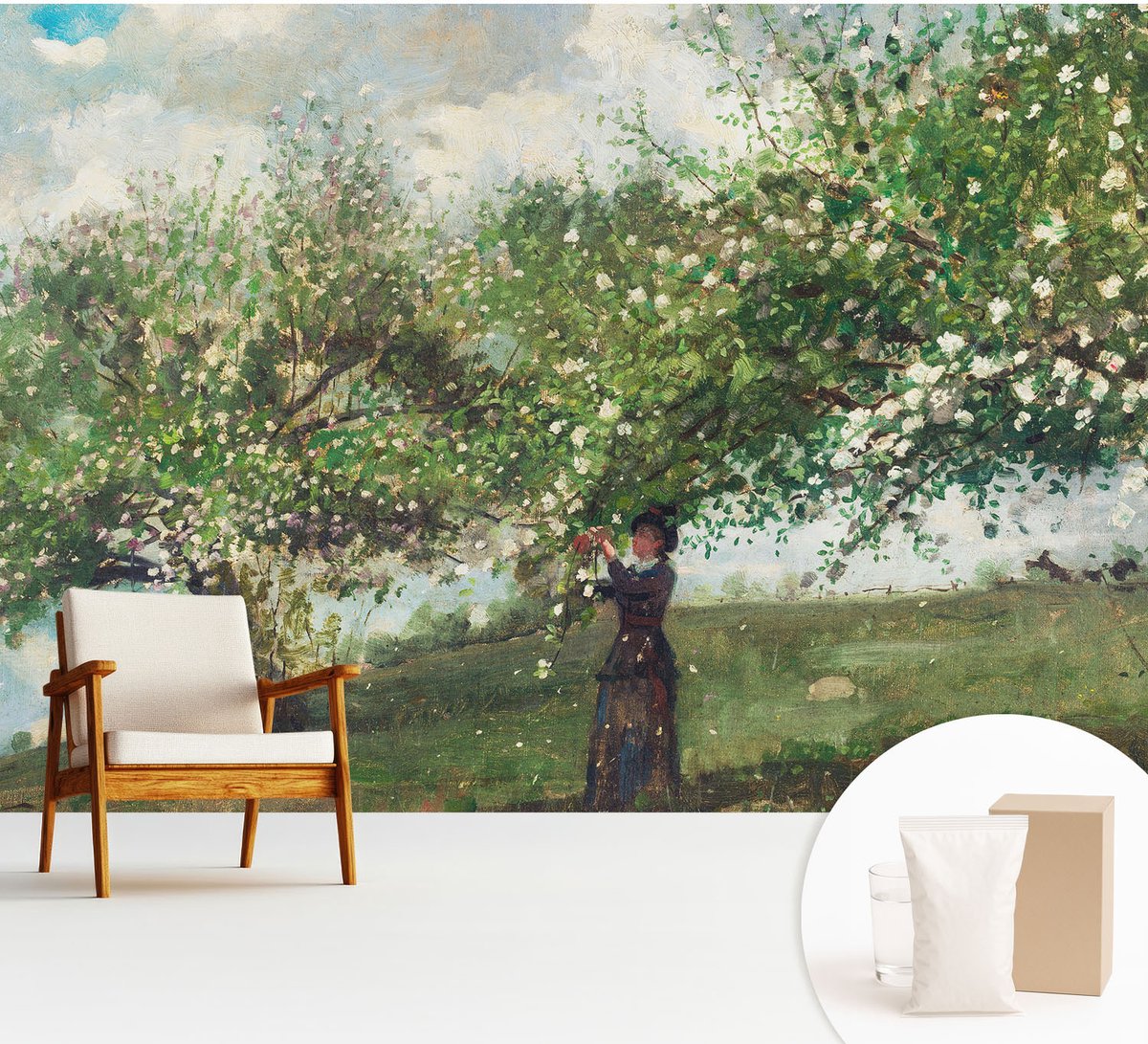 Wallfluent Fotobehang - Groente Vliesbehang - 312x219 cm - Lentetafereel Muurschildering - Gang behang Landschappen - Fotobehang Vlies - Slaapkamer behang
