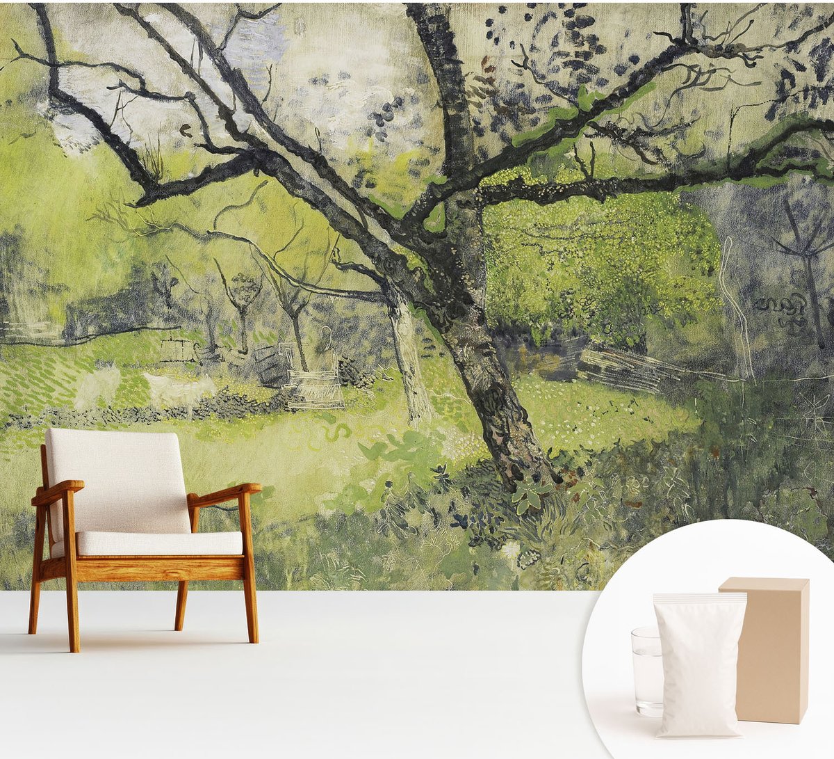 Wallfluent Fotobehang - Groente Vliesbehang - 312x219 cm - Lentepark Fotobehang Vlies - Hal behang Landschappen - Muurschildering - Hal behang