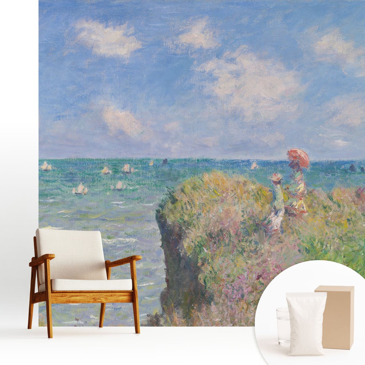 Wallfluent Fotobehang - Blauw Vliesbehang - 250x250 cm - Vreedzaam Landschap Muurschildering - Slaapkamer behang Landschappen - Fotobehang Vlies - Slaapkamer behang