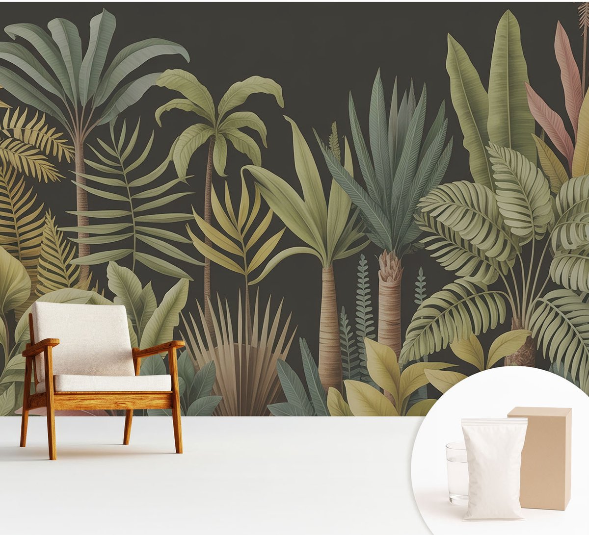Wallfluent Fotobehang - Groente Vliesbehang - 312x219 cm - Tropische Jungle Muurschildering - Gang behang Bloemen En Planten - Fotobehang Vlies - Slaapkamer behang