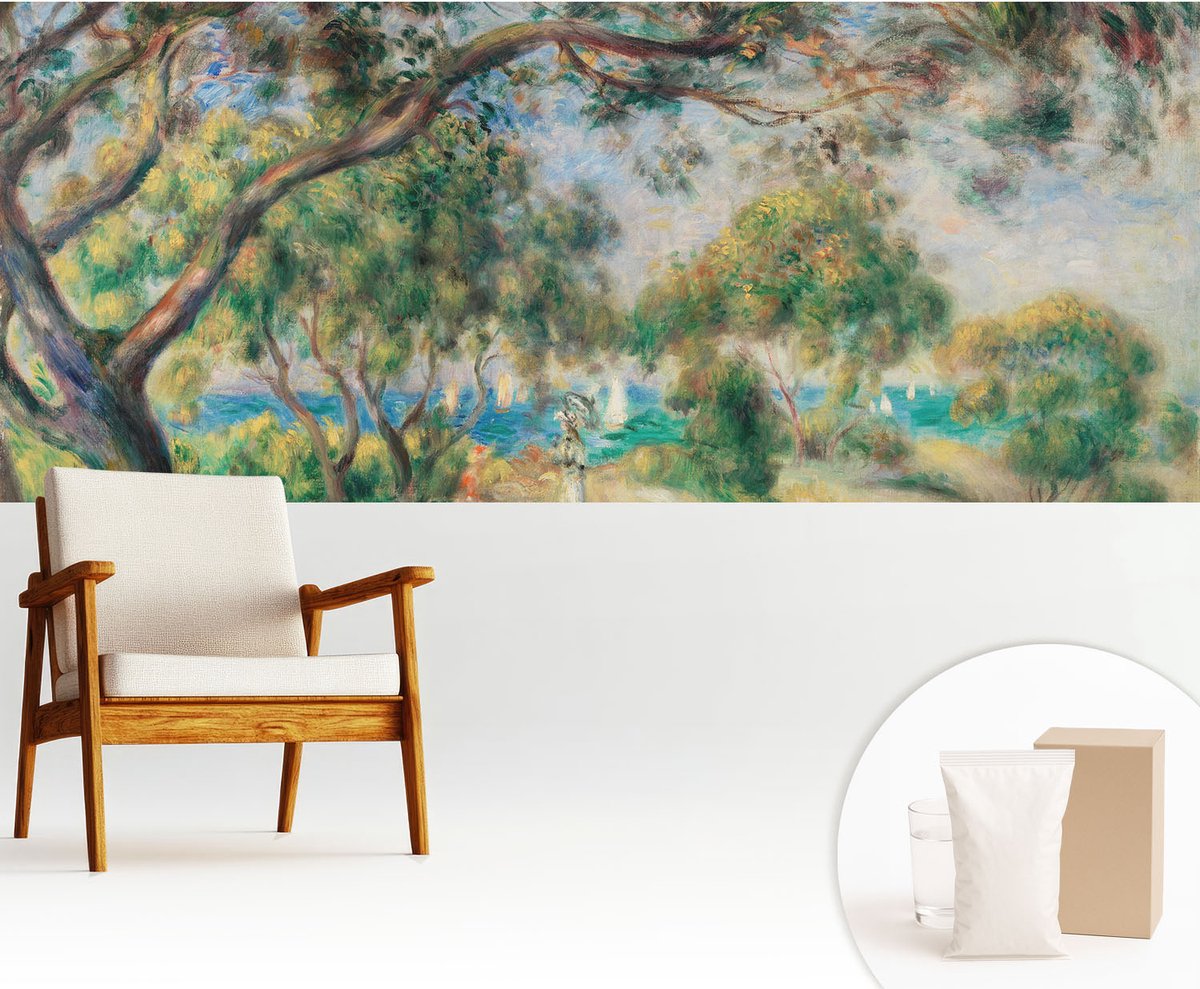 Wallfluent Fotobehang - Groente Vliesbehang - 250x104 cm - Kustlandschap Muurschildering - Gang behang Bloemen En Planten - Fotobehang Vlies - Slaapkamer behang