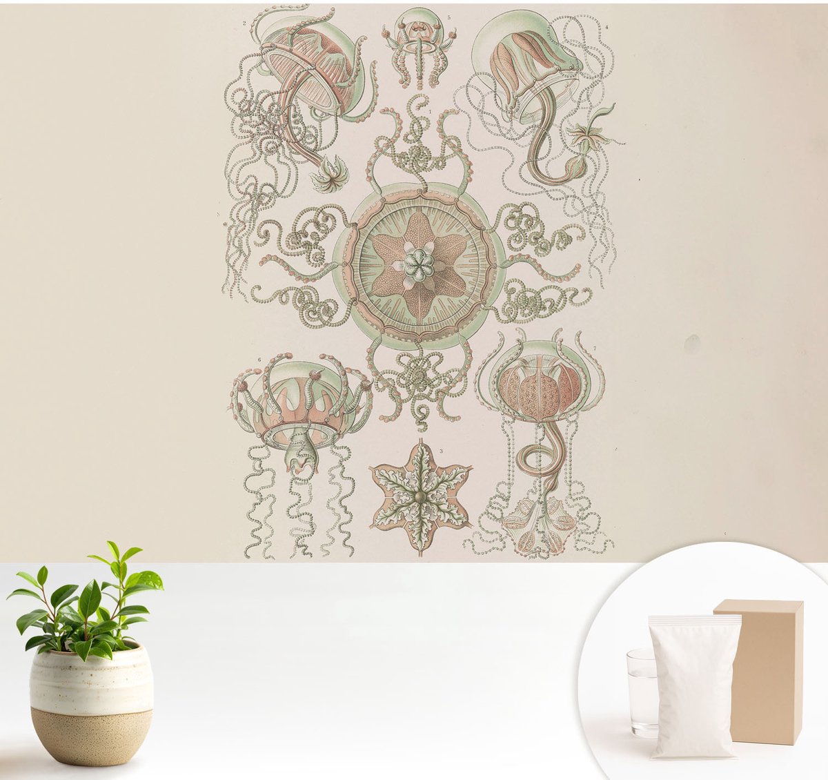 Wallfluent Fotobehang - Beige Vliesbehang - 104x70 cm - Onderwaterwereld Muurschildering - Gang behang Deel - Fotobehang Vlies - Slaapkamer behang