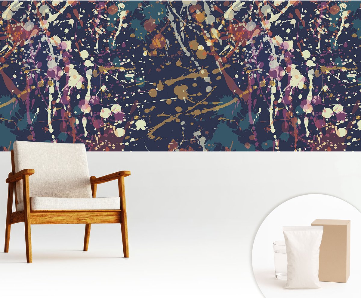 Wallfluent Fotobehang - Marine Vliesbehang - 250x104 cm - Kleurrijke Abstractie Muurschildering - Slaapkamer behang Abstractie - Fotobehang Vlies - Slaapkamer behang