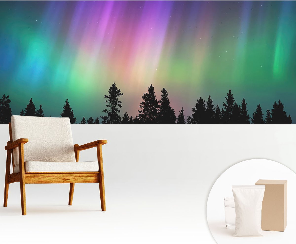 Wallfluent Fotobehang - Blauw Vliesbehang - 250x104 cm - Magische Hemel Fotobehang Vlies - Woonkamer behang Landschappen - Muurschildering - Woonkamer behang