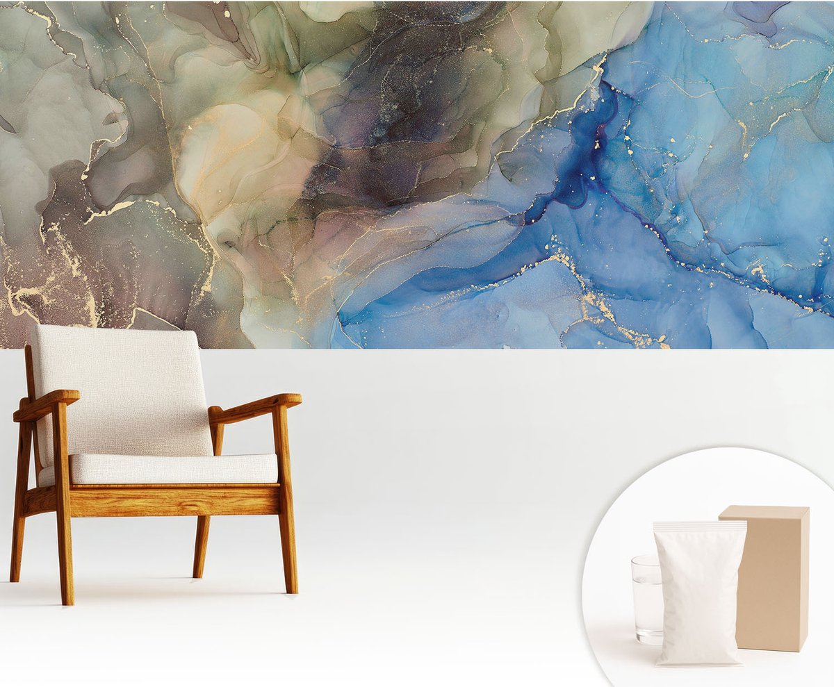 Wallfluent Fotobehang - Bruin Vliesbehang - 250x104 cm - Kleurrijk Abstract Muurschildering - Slaapkamer behang Deel - Fotobehang Vlies - Slaapkamer behang
