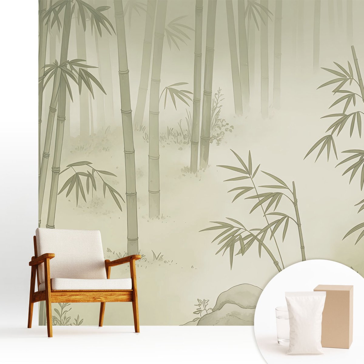 Wallfluent Fotobehang - Groente Vliesbehang - 250x250 cm - Vreedzaam Landschap Muurschildering - Gang behang Bloemen En Planten - Fotobehang Vlies - Slaapkamer behang