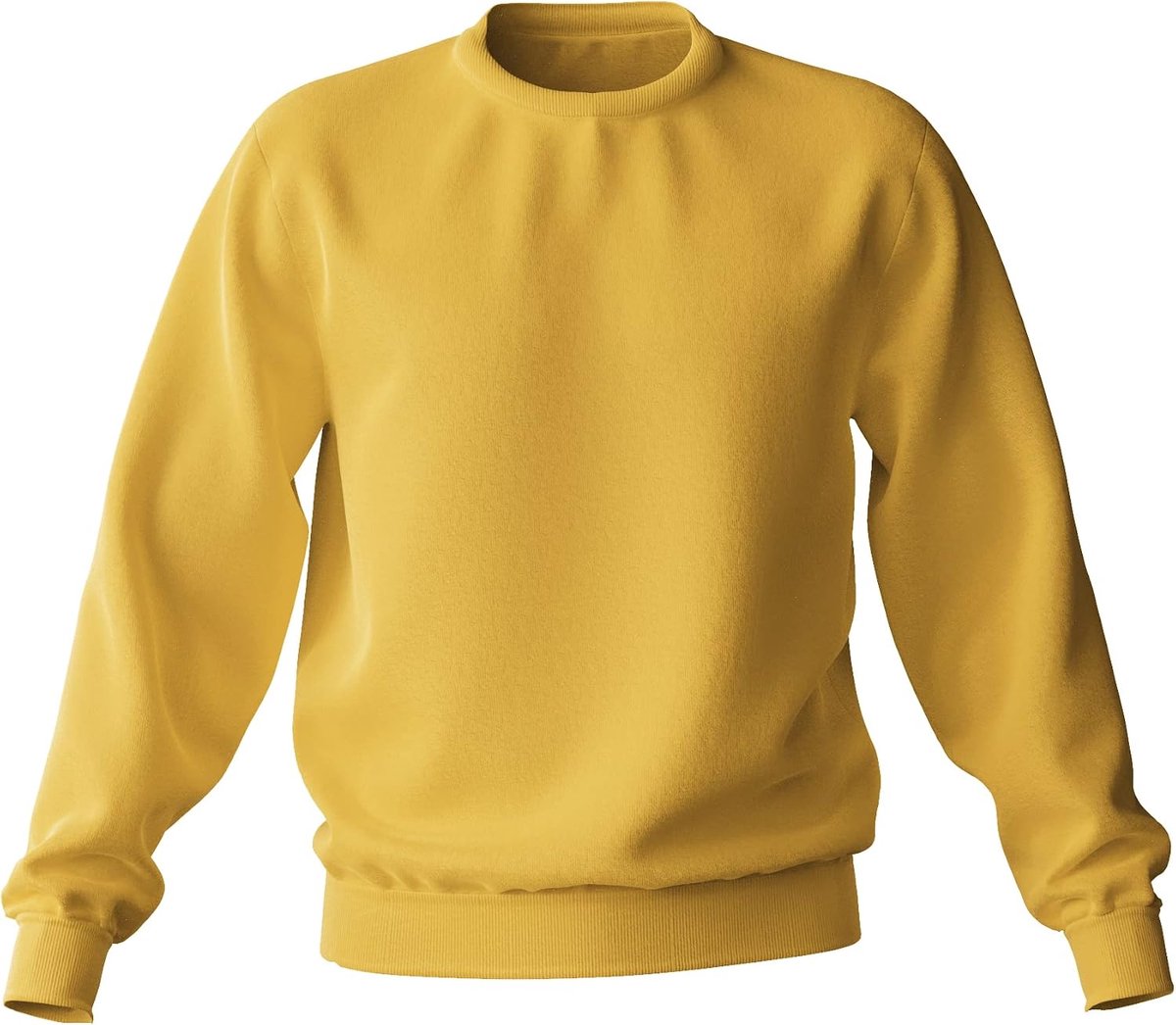 sweatshirt met ronde hals voor dames en heren, uniseks, oversized, minimaal, 100% Made in Italy, Mosterd, M Plus Tall