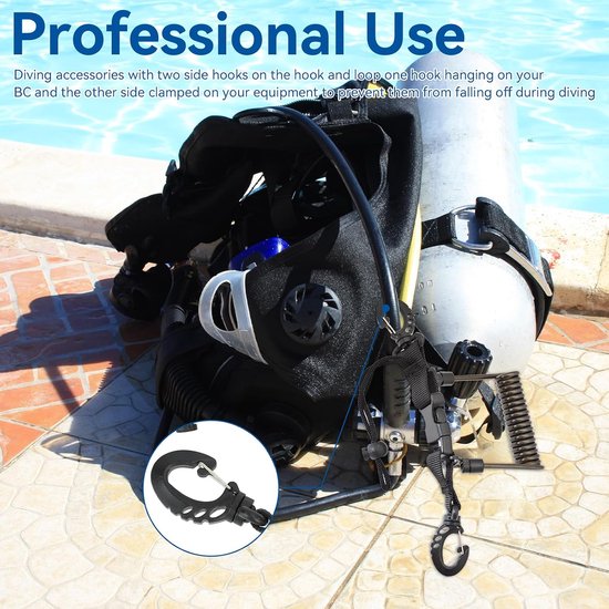 2 duikcamera's, anti-verlieskabel, duiken, spiraalkabel, duikuitrusting, koord, duikaccessoires, met clips, snelsluiting voor duiken, snorkelen, klimmen, onderwatercamera — afbeelding 2