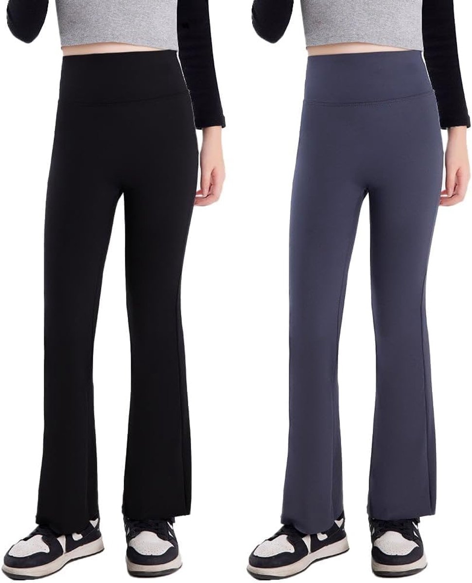Flared Broek Hoge Taille Wijd Pijp Sportbroek Voor Yoga Effen Casual Bell Bottoms Flared Pijpen Kinderen 5-16 Jaar Geschikt Voor Yoga, Dans En Hardlopen