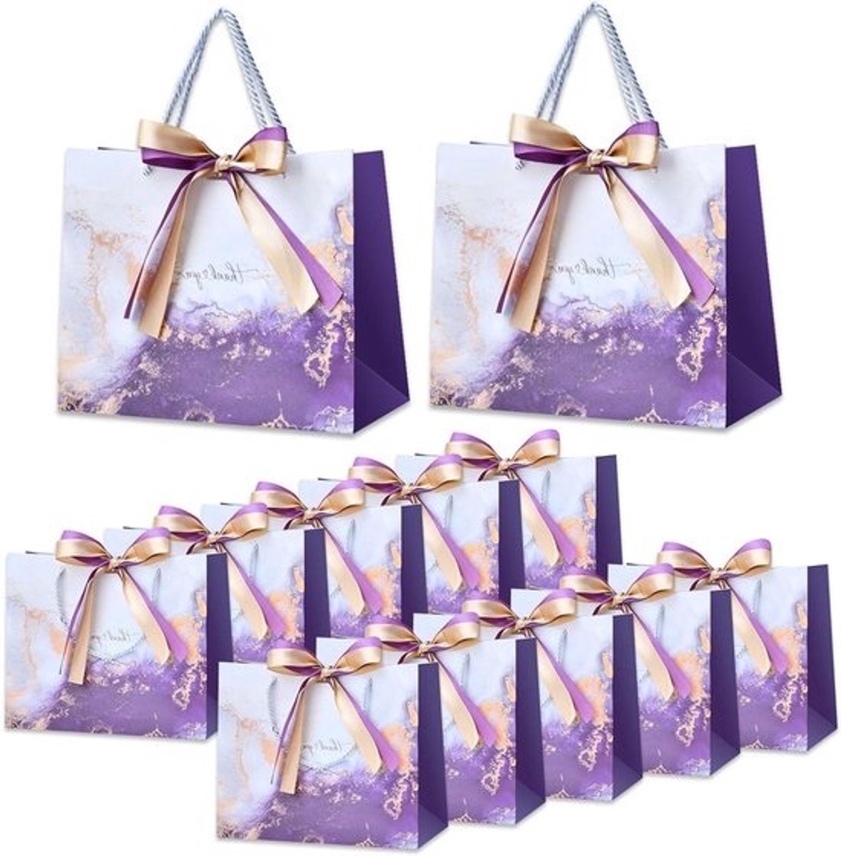 Geschenktasjes met handvat - Cadeautasjes verpakking - Feestelijke presentatie - Set van 12 stuks